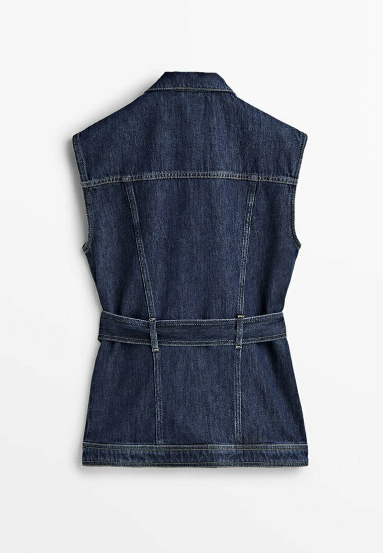 Massimo Dutti Belted- Waistcoat - Dark Blue 7 Massimo Dutti Belted- Waistcoat - Dark Blue - Image 5