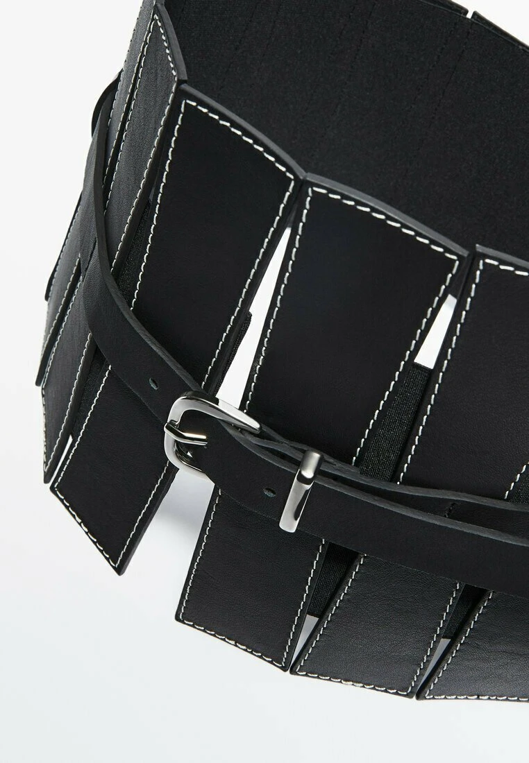 Massimo Dutti Studio - Sash With Topstitching Pieces- Waist Belt - Black 8 Massimo Dutti Studio - Sash With Topstitching Pieces- Waist Belt - Black - Image 6