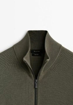 Massimo Dutti Milano With A Mock Neck And Zip - Cardigan - Khaki -Massimo Dutti Shop aee255e6ec2d4277bf81f641ff4bef1c