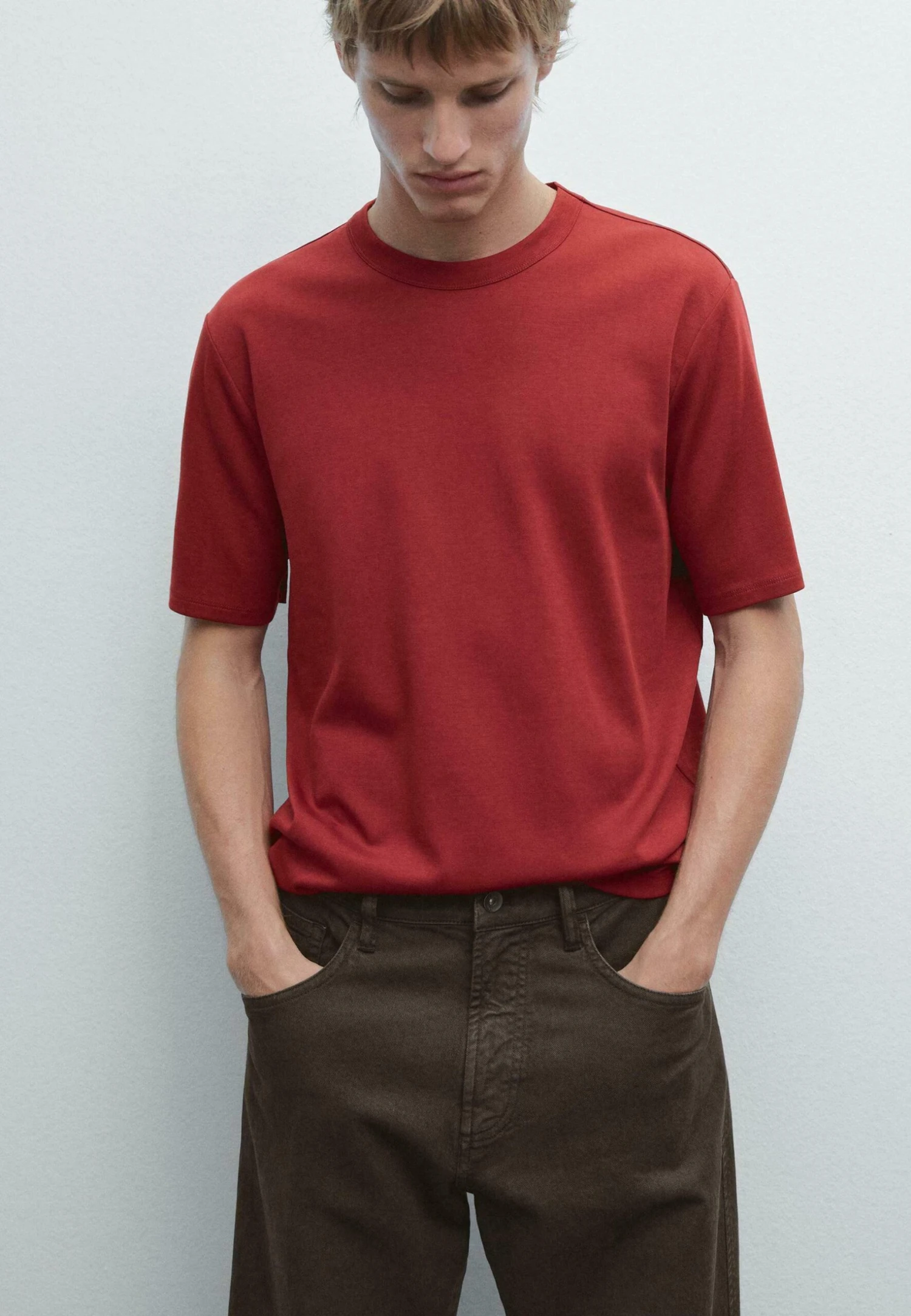 Massimo Dutti SHORT SLEEVE WITH CREW NECK - Basic T-shirt - Red 3 Massimo Dutti SHORT SLEEVE WITH CREW NECK - Basic T-shirt - Red