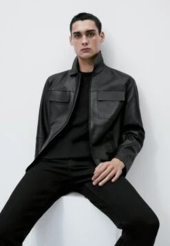 Massimo Dutti With Pockets- Leather Jacket - Black 17 Massimo Dutti With Pockets- Leather Jacket - Black -Massimo Dutti Shop afadcc04ce5c46ed90406cb8c09886c2