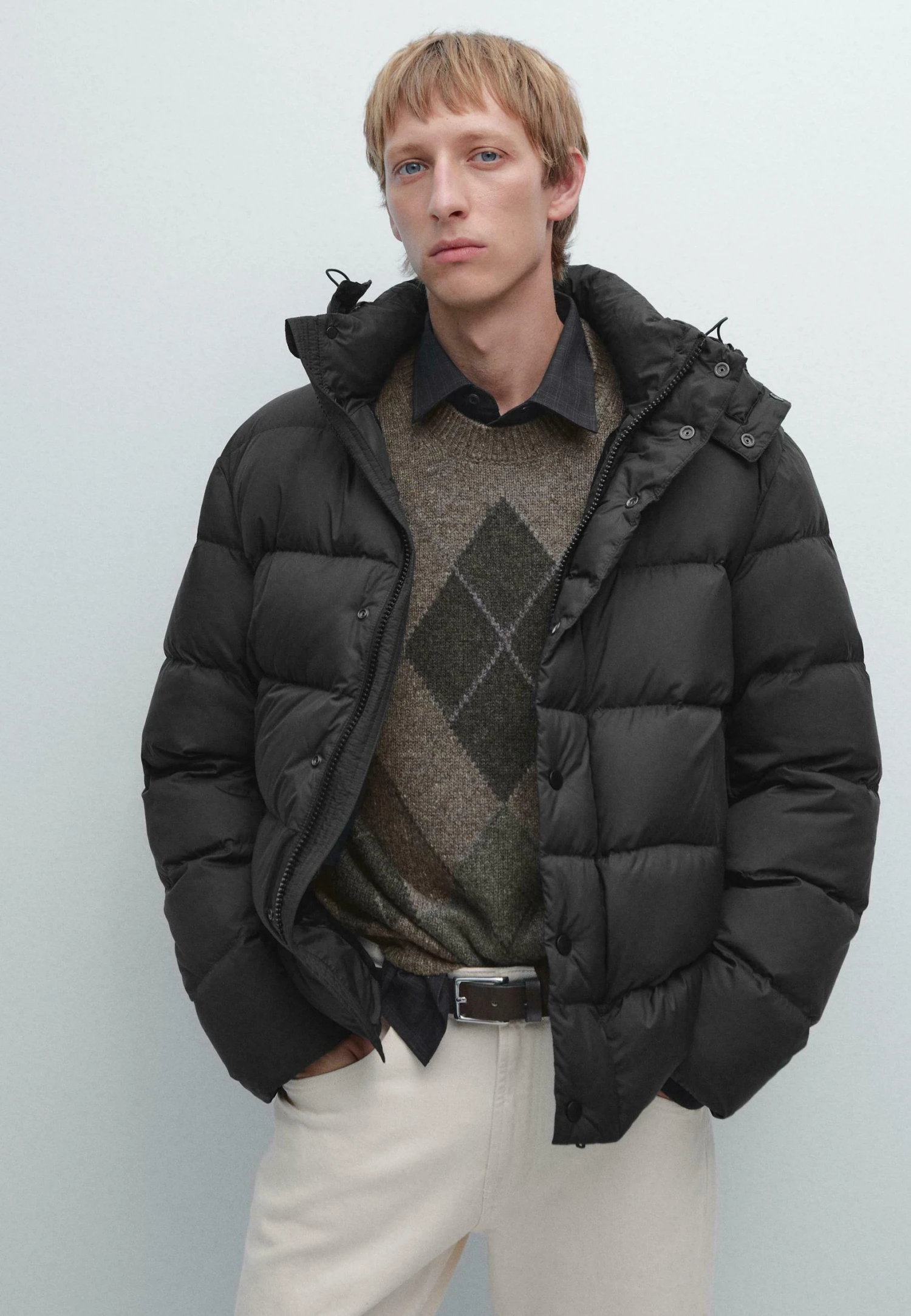 Massimo Dutti WATER-REPELLENT HOODED PUFFER - Down Jacket - Dark Grey 3 Massimo Dutti WATER-REPELLENT HOODED PUFFER - Down Jacket - Dark Grey