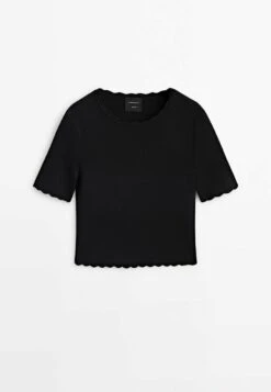 Massimo Dutti Studio - With Wavy Details - Print T-Shirt - Black -Massimo Dutti Shop afc62fad48234d609da4106fc8b81ce9