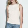 Massimo Dutti SLEEVELESS ROUND BUTTONED NECK - Top - White