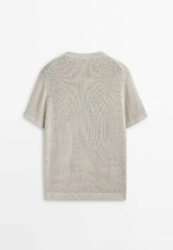 Massimo Dutti Crochet With Short Sleeves- Basic T-Shirt - Beige -Massimo Dutti Shop affed3e8c48c4ab1860c173219f8bf3f