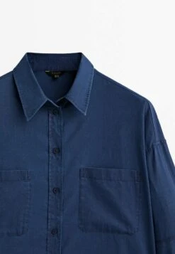 Massimo Dutti With Pockets And Sleeve Detail - Button-Down Blouse - Dark Blue -Massimo Dutti Shop b05c92feefb7431c8537ad28d0ec0b7a