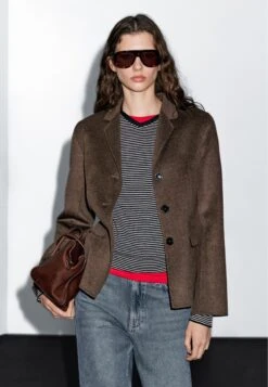 Massimo Dutti TAILORED COLLAR - Blazer - Brown