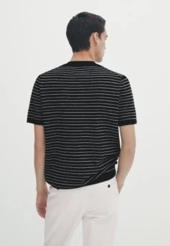 Massimo Dutti Short Sleeve With Irregular Stripes - Print T-Shirt - Dark Blue -Massimo Dutti Shop b09e29ef174b4925b1a228ef9f98242d