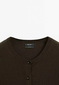 Massimo Dutti CREW NECK WITH RHINESTONE BUTTON DETAIL - Cardigan - Dark Brown -Massimo Dutti Shop b0c395f06e014d45b3b683752e11d6e0