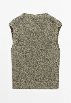 Massimo Dutti BUTTONED MOULINÉ V-NECK - Waistcoat - Green 13 Massimo Dutti BUTTONED MOULINÉ V-NECK - Waistcoat - Green -Massimo Dutti Shop b103f8a9da664e468b300f359d76fb05