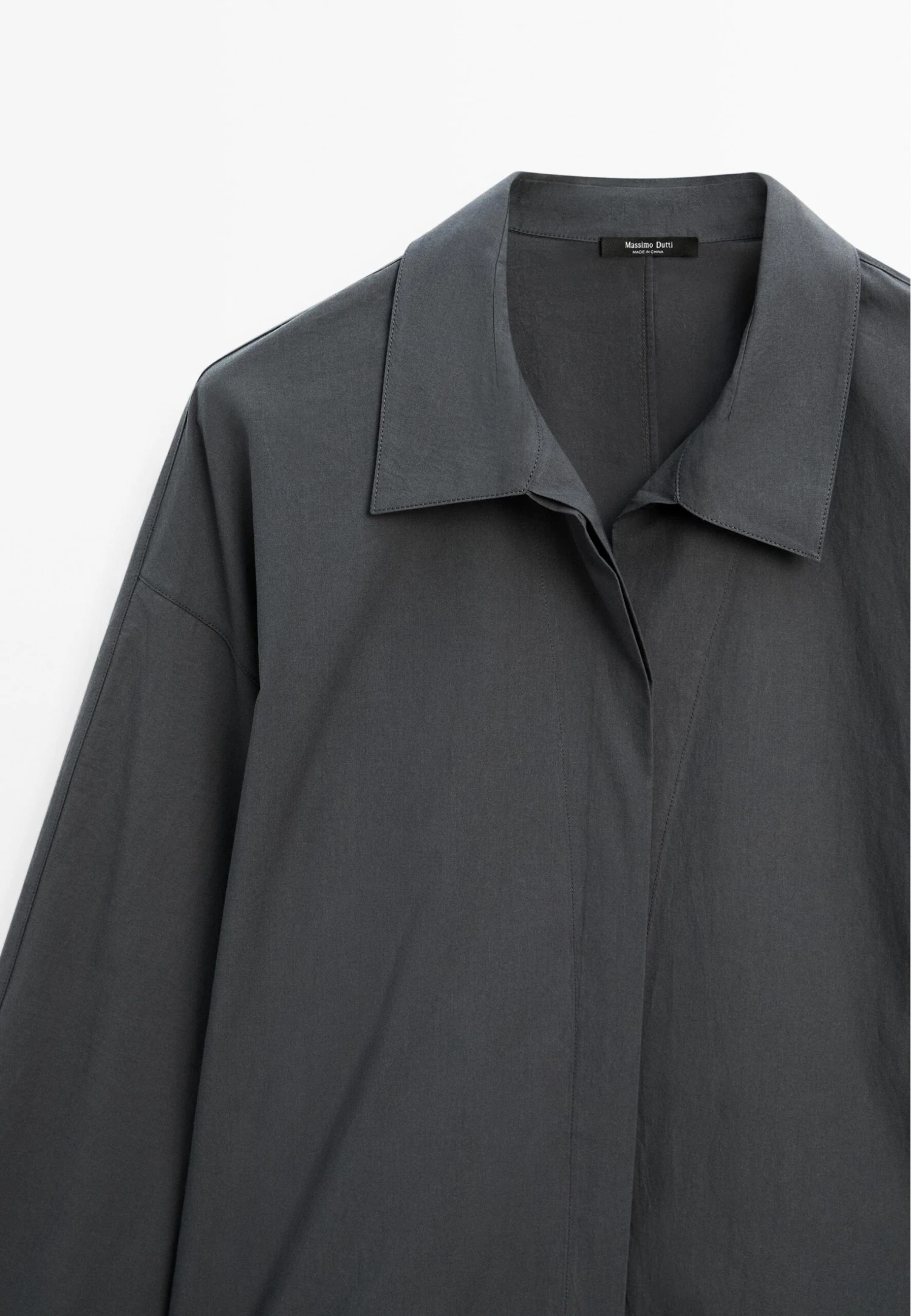 Massimo Dutti LOOSE FIT LONG SLEEVE - Button-down Blouse - Dark Grey 12 Massimo Dutti LOOSE FIT LONG SLEEVE - Button-down Blouse - Dark Grey - Image 10