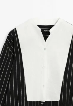 Massimo Dutti STRIPED CHEST GARMENT - Button-down Blouse - Black -Massimo Dutti Shop b1bf73d2628e40cb87a8cb503a1ebc30