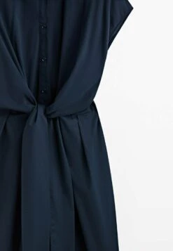 Massimo Dutti Poplin With Knot Detail- Shirt Dress - Dark Blue -Massimo Dutti Shop b1d89ad266734bb1b4fe08b0d1ec6bcb
