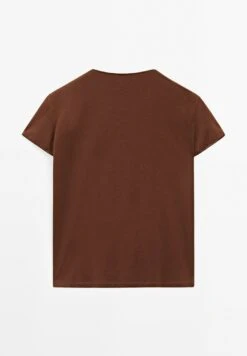 Massimo Dutti FLOWING SHORT SLEEVE WITH CREW NECK - Basic T-shirt - Brown -Massimo Dutti Shop b2162cdb39764673903710bc1ff4f5b9