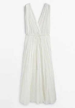 Massimo Dutti Pleated With Drawstring - Maxi Dress -Massimo Dutti Shop b21bc321957a4b60b2b96489e502620d