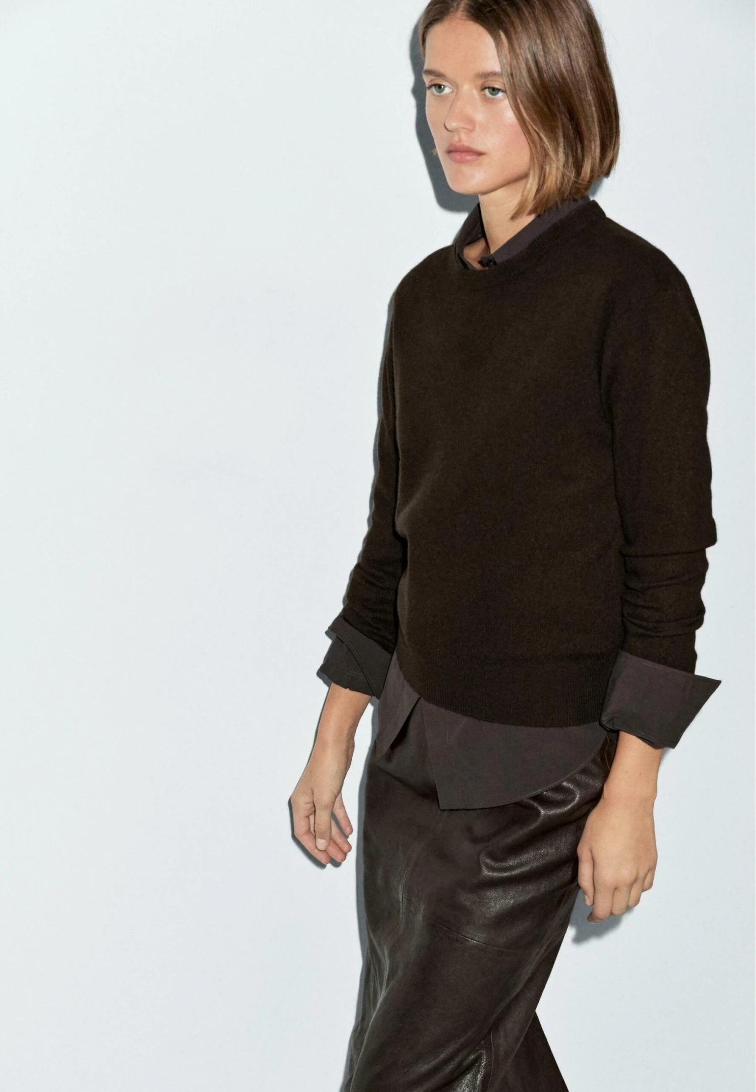 Massimo Dutti CREW NECK SWEATER - Jumper - Mottled Dark Brown 5 Massimo Dutti CREW NECK SWEATER - Jumper - Mottled Dark Brown - Image 3