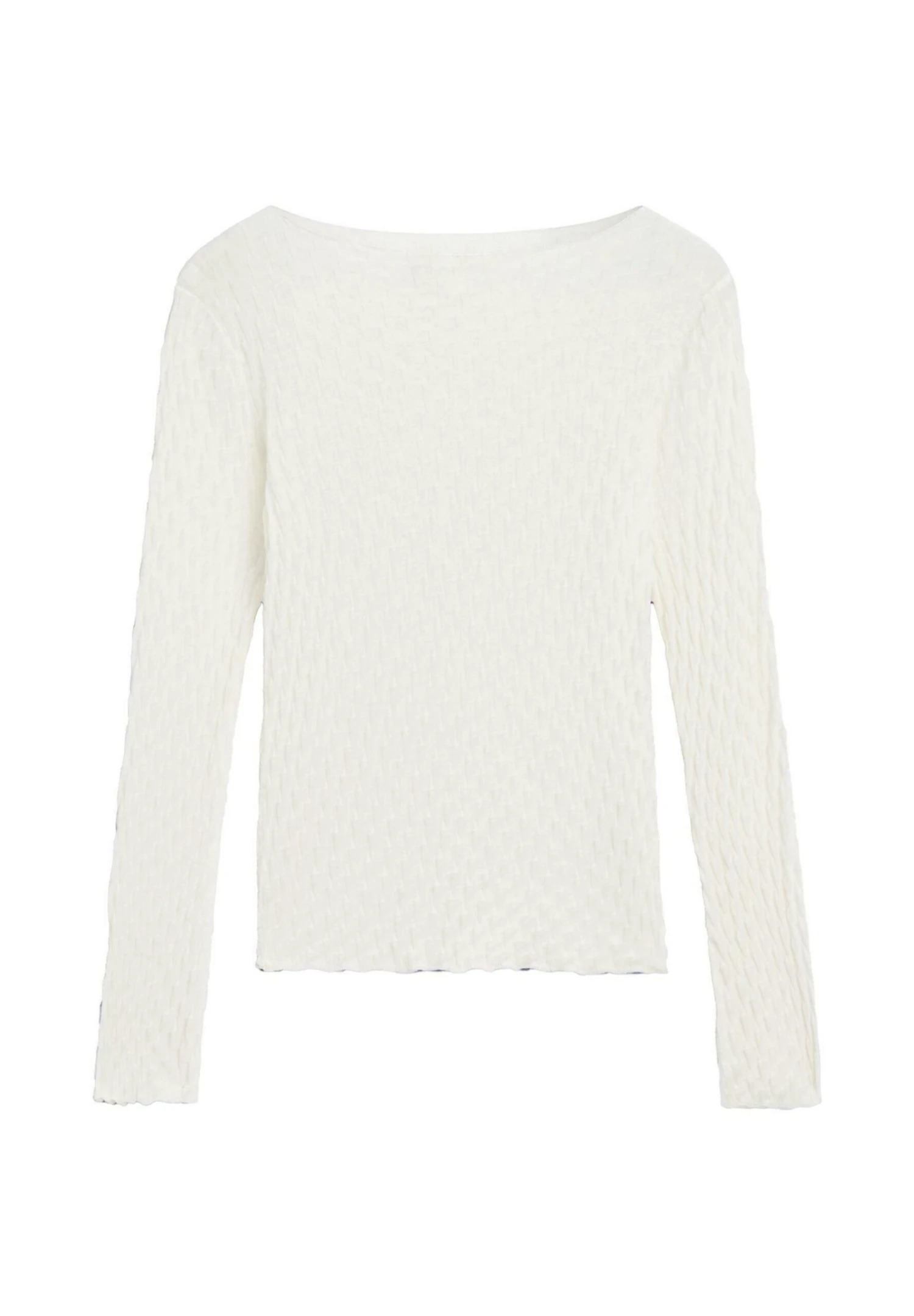 Massimo Dutti CREW NECK LONG SLEEVE TEXTURED - Long Sleeved Top - Light Yellow 7 Massimo Dutti CREW NECK LONG SLEEVE TEXTURED - Long Sleeved Top - Light Yellow - Image 5
