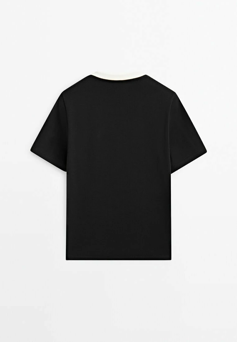 Massimo Dutti With Contrast V-Neck - Basic T-Shirt 7 Massimo Dutti With Contrast V-Neck - Basic T-Shirt - Image 5