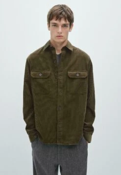 Massimo Dutti WITH POCKETS - Summer Jacket - Mottled Dark Green