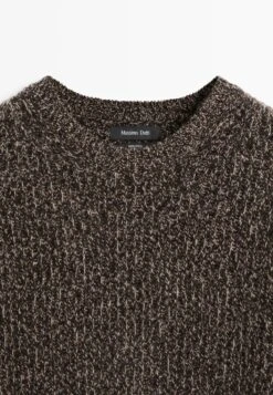 Massimo Dutti RIBBED CREW NECK - Jumper - Mottled Dark Brown -Massimo Dutti Shop b2cf377288f44ef18d5cc78bace15034