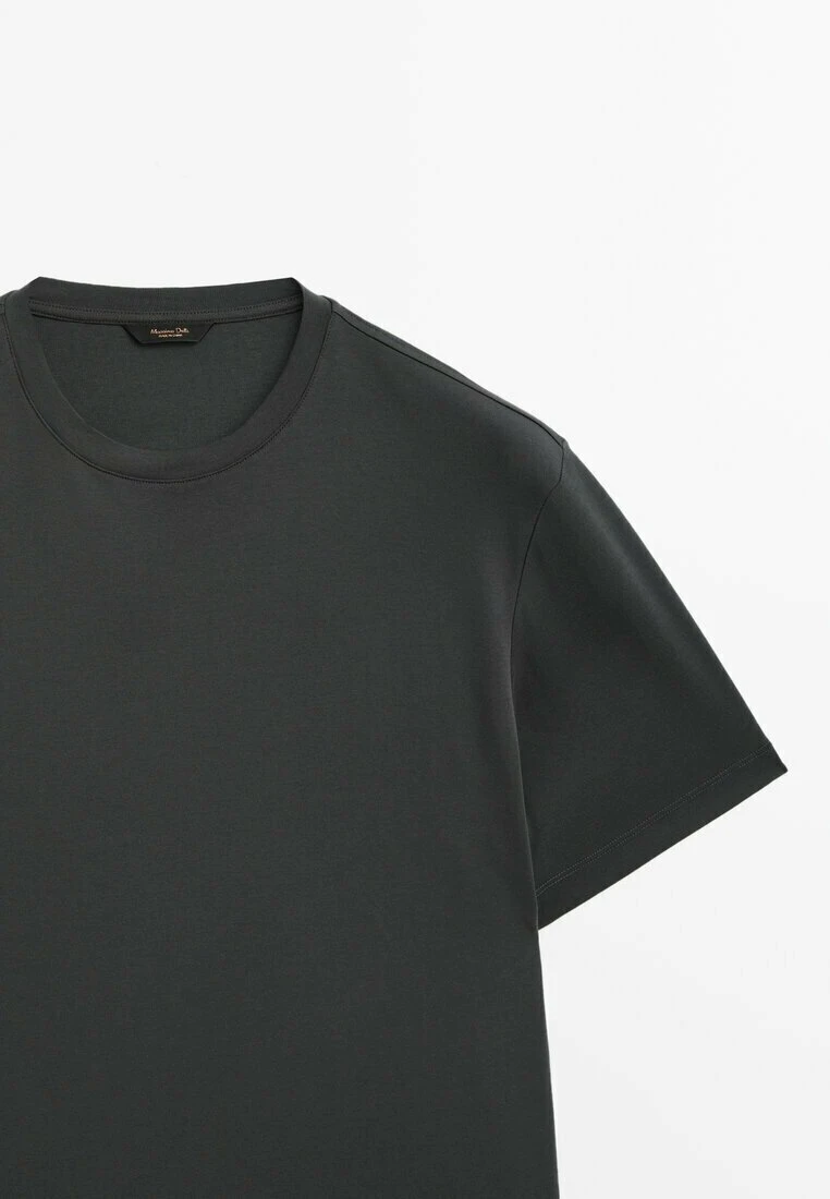 Massimo Dutti Short Sleeve Mercerised - Basic T-Shirt - Dark Grey 6 Massimo Dutti Short Sleeve Mercerised - Basic T-Shirt - Dark Grey - Image 4