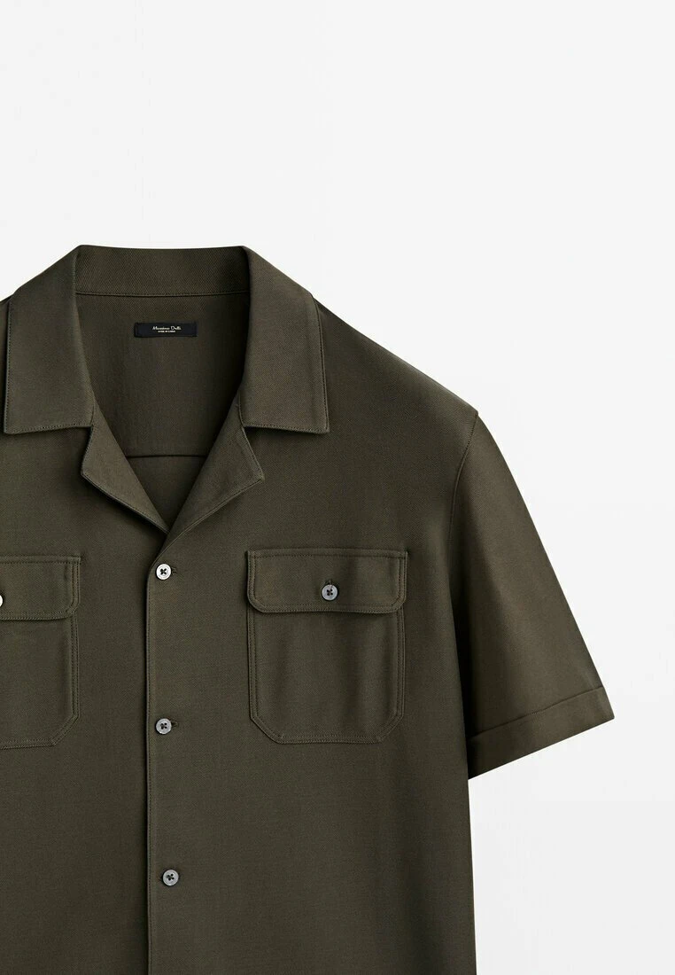 Massimo Dutti Micro- Short Sleeve With Pockets- Shirt - Khaki 8 Massimo Dutti Micro- Short Sleeve With Pockets- Shirt - Khaki - Image 6