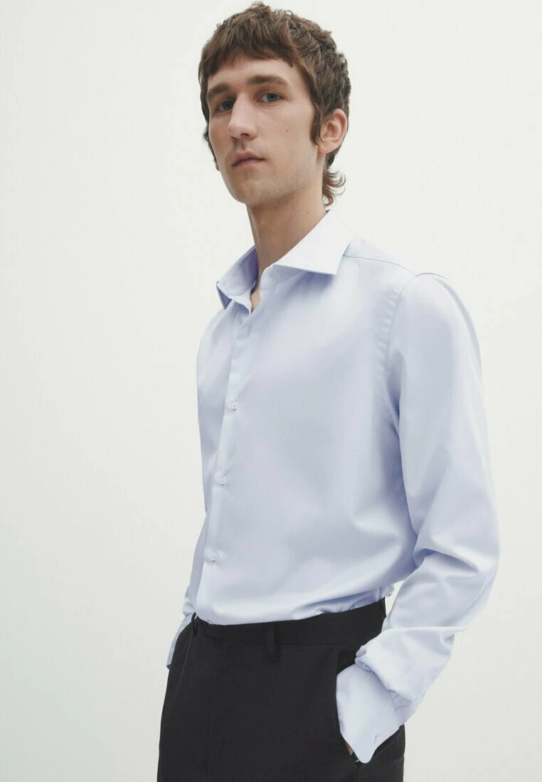 Massimo Dutti Easy Iron Textured- Formal Shirt - Light Blue 7 Massimo Dutti Easy Iron Textured- Formal Shirt - Light Blue - Image 5