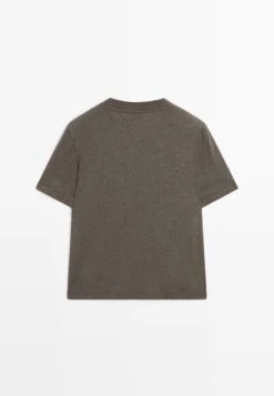 Massimo Dutti OVERSIZE CREW NECK WITH SHORT SLEEVES - Basic T-shirt - Beige -Massimo Dutti Shop b388386530d54da192e5dcf811f73d5b