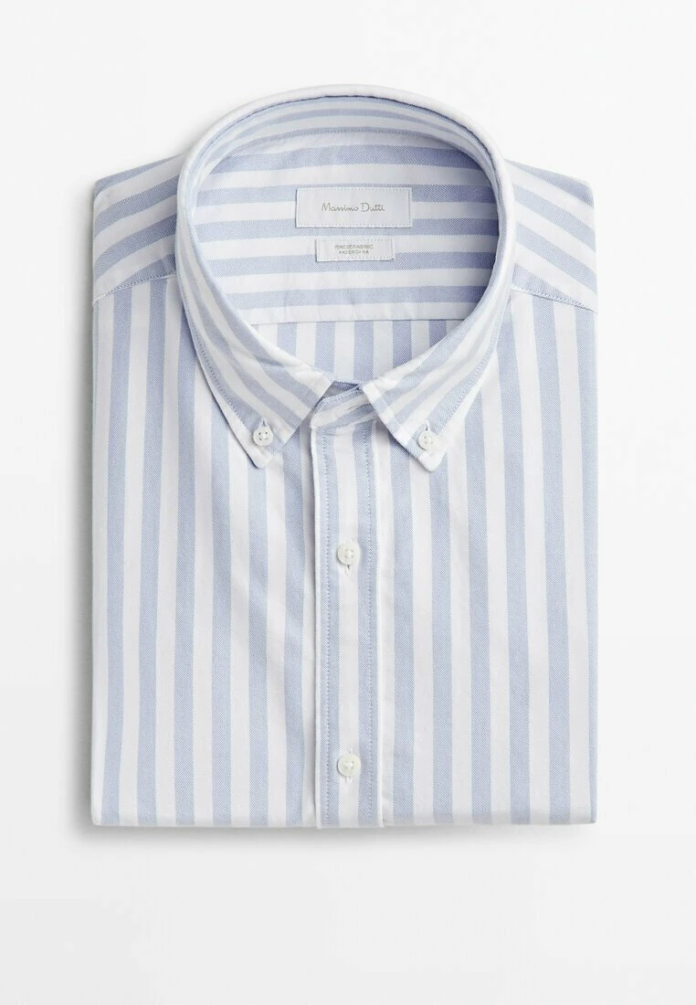 Massimo Dutti Soft Wash Regular Fit Striped Oxford - Shirt - Blue 13 Massimo Dutti Soft Wash Regular Fit Striped Oxford - Shirt - Blue - Image 11