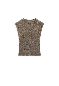 Massimo Dutti MOULINÉ V-NECK - Top - Dark Brown -Massimo Dutti Shop b39ed858a69c4d708a6a1e2354fa700d