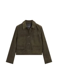 Massimo Dutti LINED BUTTONS - Leather Jacket - Mottled Dark Green -Massimo Dutti Shop b3a62b2f6a804c078566713a7ac7d02c