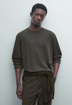 Massimo Dutti LONG SLEEVE MEDIUM WEIGHT - Long Sleeved Top - Khaki