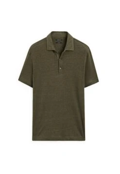 Massimo Dutti LIGHTWEIGHT SHORT SLEEVE POLOC NECK - Polo Shirt - Khaki