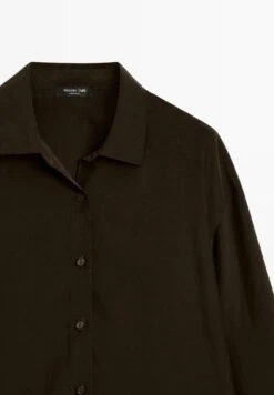 Massimo Dutti FLOWING LIGHTWEIGHT - Button-down Blouse - Dark Brown -Massimo Dutti Shop b46244eafc4f449e9464e7552d2fdd46