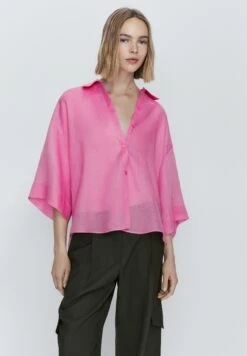 Massimo Dutti Short Sleeve - Button-Down Blouse