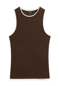 Massimo Dutti SLEEVELESS WITH DOUBLE TRIM - Basic T-shirt - Dark Brown -Massimo Dutti Shop b4fac4ad4d8545caa0b4bd6ad8adeda9