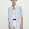 Massimo Dutti Soft Wash Regular Fit Striped Oxford - Shirt - Blue -Massimo Dutti Shop b4fcebefe7254c44946f12ecc652c21b
