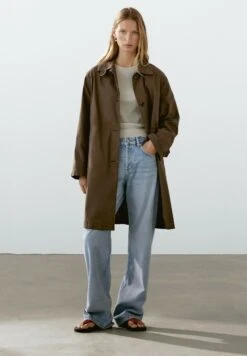 Massimo Dutti LONG SHIRT COLLAR WITH SIDE POCKETS - Trenchcoat - Dark Brown -Massimo Dutti Shop b503300b057048b58faa91de2d7c6f5a