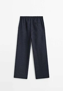 Massimo Dutti Striped With Elasticated Waistband And Darts- Trousers - Dark Blue 9 Massimo Dutti Striped With Elasticated Waistband And Darts- Trousers - Dark Blue -Massimo Dutti Shop b509adf8ba8f4b7d95acf56a64fe4f36