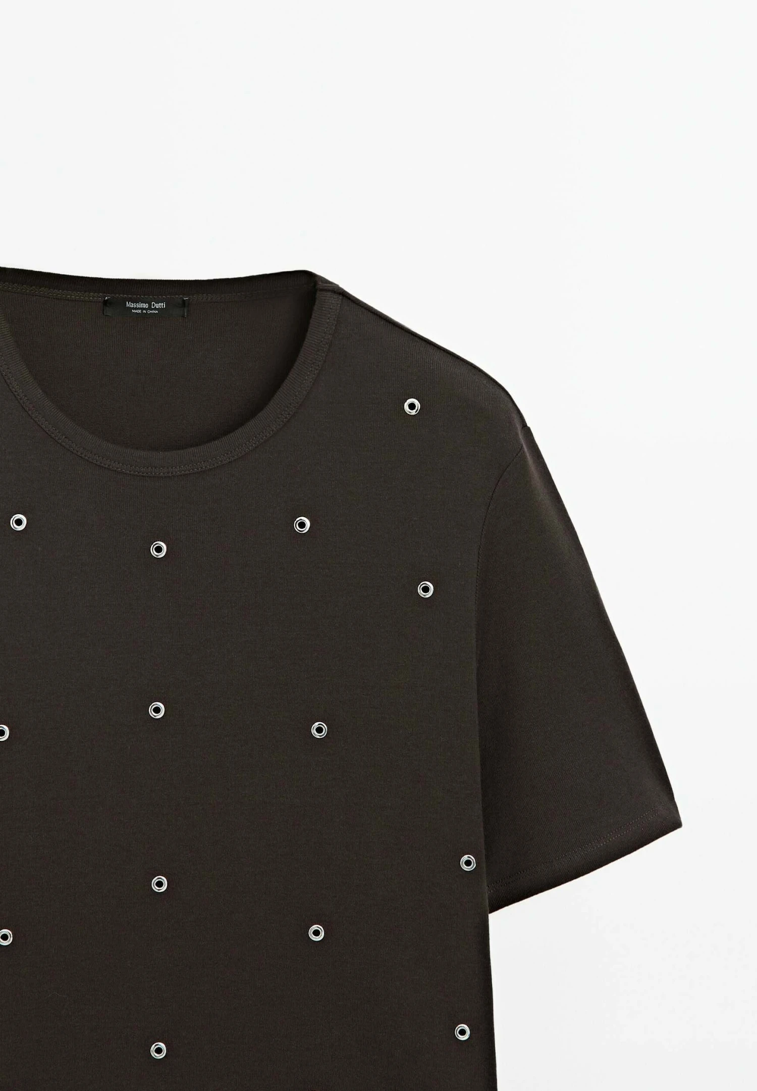 Massimo Dutti OVERSIZED WITH EYELETS - Print T-shirt - Dark Brown 10 Massimo Dutti OVERSIZED WITH EYELETS - Print T-shirt - Dark Brown - Image 8