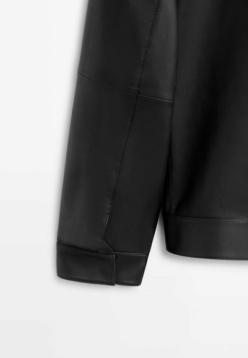Massimo Dutti With Pockets- Leather Jacket - Black 12 Massimo Dutti With Pockets- Leather Jacket - Black - Image 10
