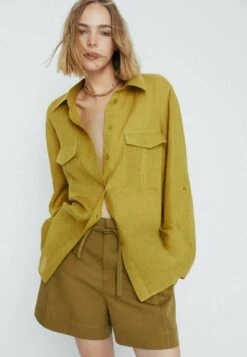 Massimo Dutti With Pockets - Button-Down Blouse - Mustard Yellow