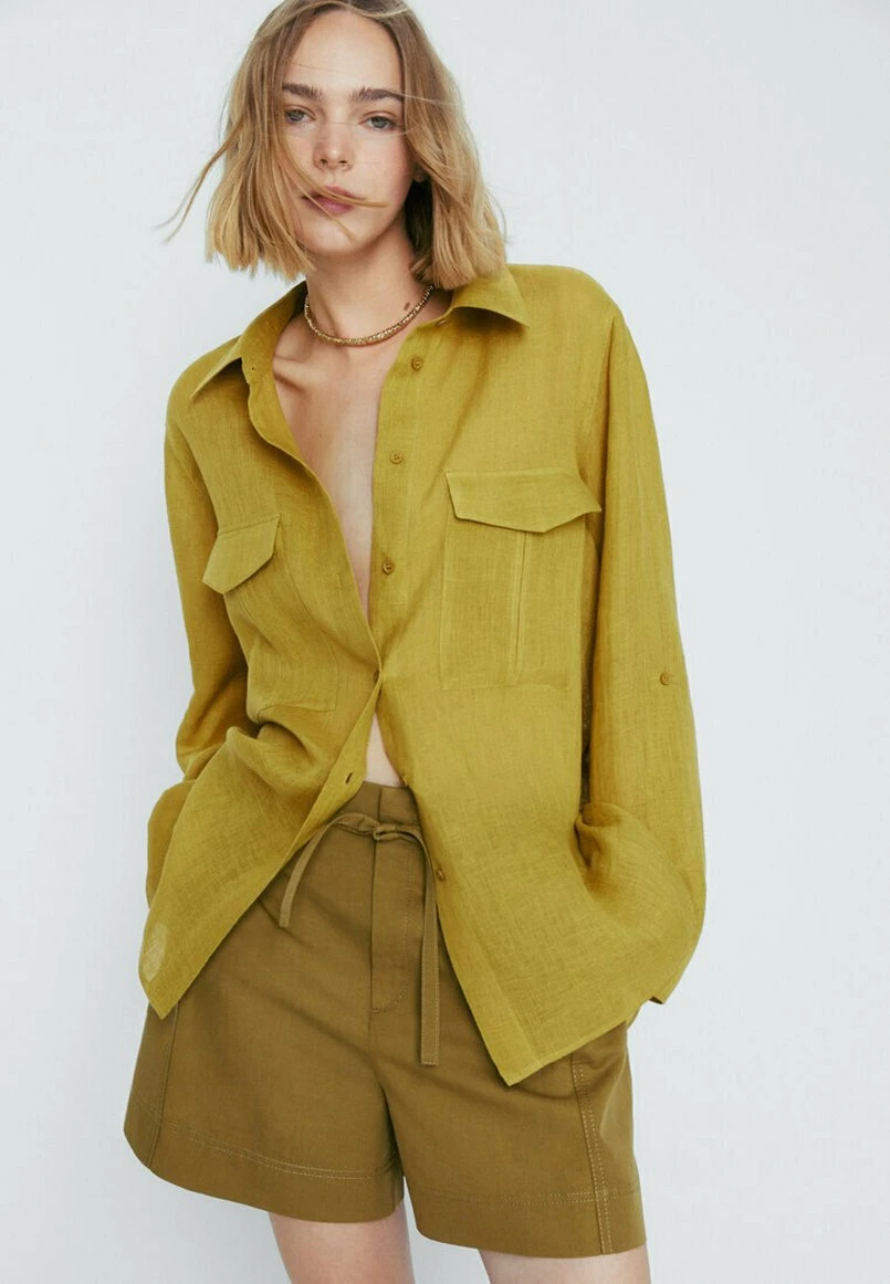 Massimo Dutti With Pockets - Button-Down Blouse - Mustard Yellow 3 Massimo Dutti With Pockets - Button-Down Blouse - Mustard Yellow