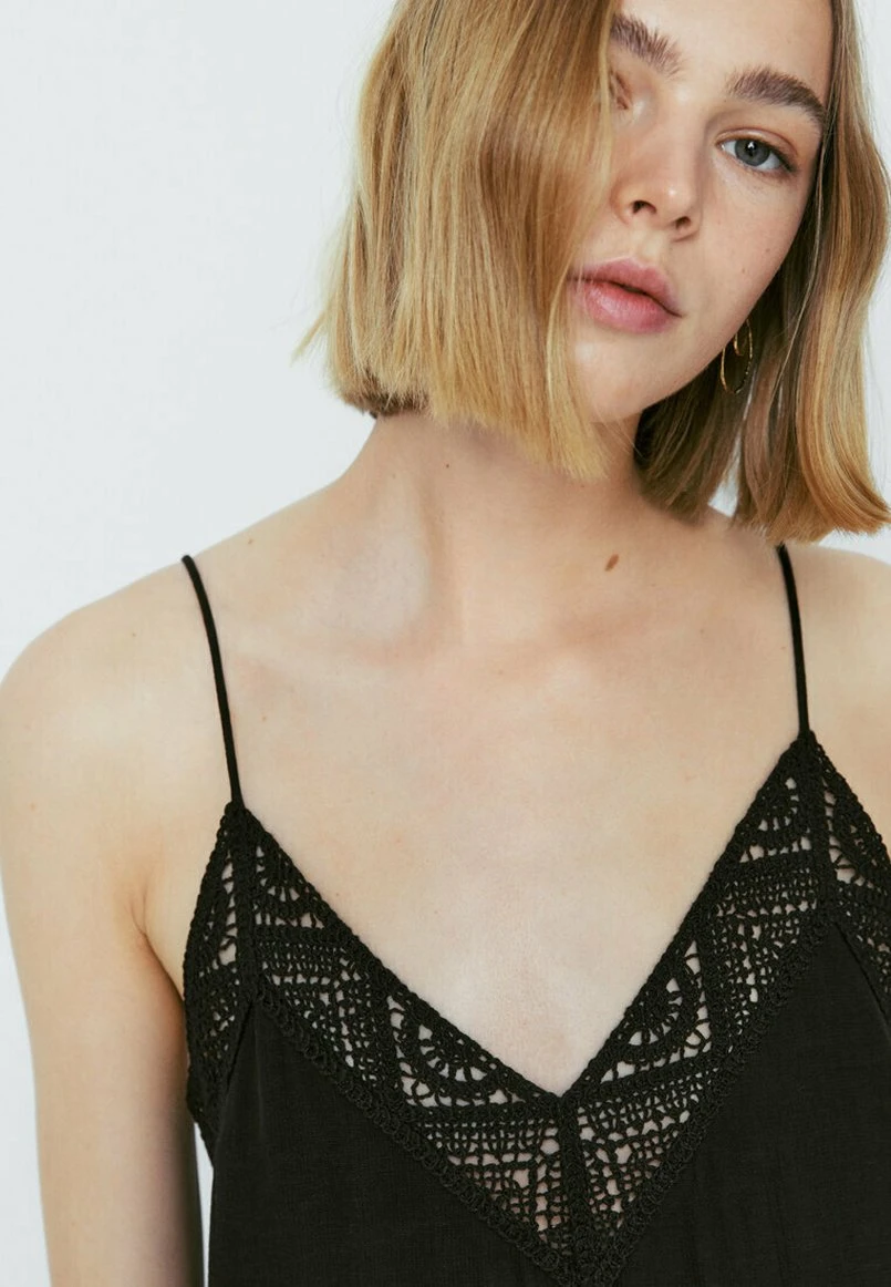 Massimo Dutti Slip With Crochet Detail - Maxi Dress - Black 7 Massimo Dutti Slip With Crochet Detail - Maxi Dress - Black - Image 5