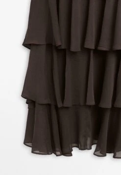 Massimo Dutti LONG FLOWING WITH RUFFLES - Maxi Dress - Mottled Dark Brown -Massimo Dutti Shop b5cd0d630e1b45f29c9576111a9e8de5