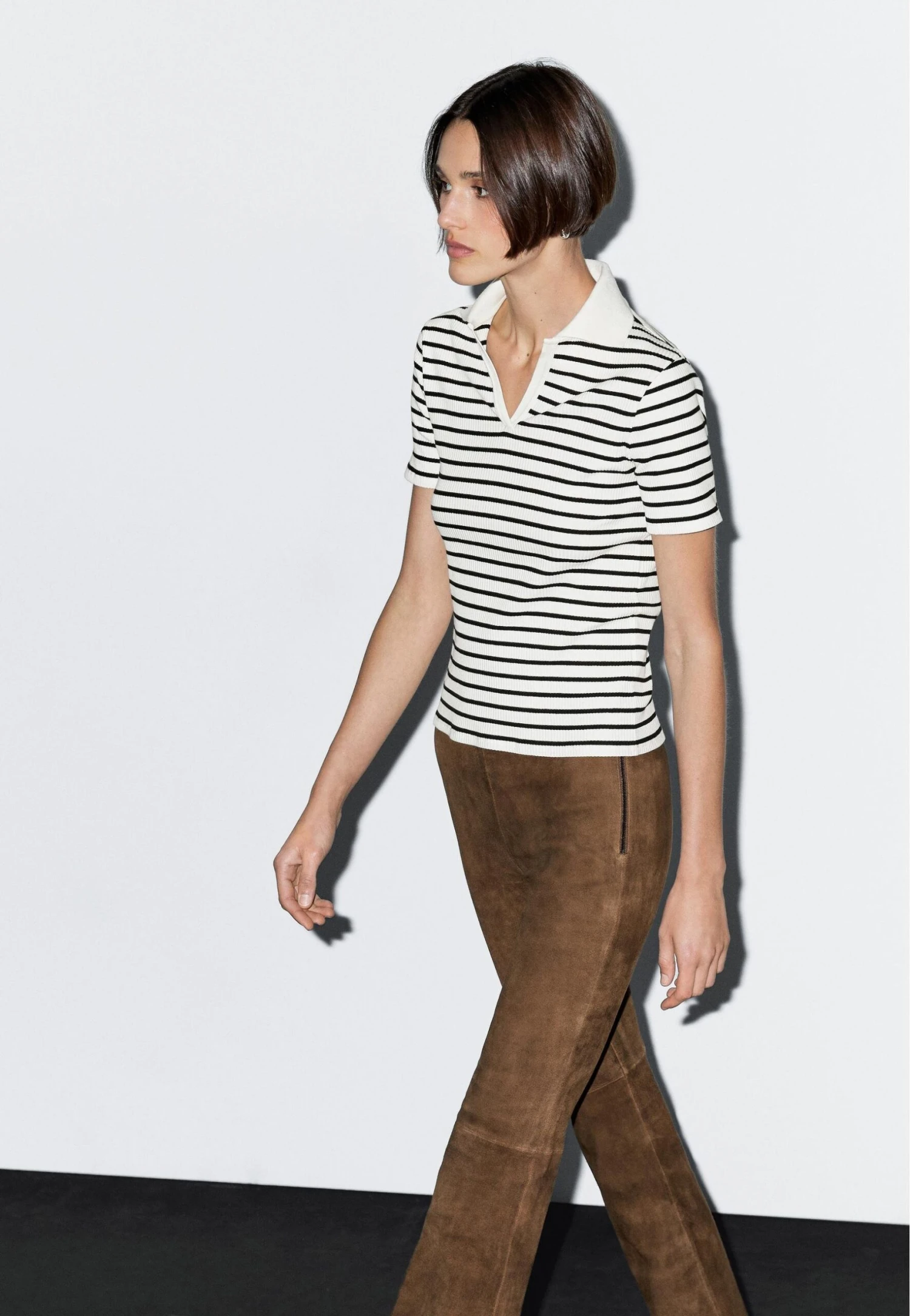 Massimo Dutti STRIPED JOHNNY COLLAR - Polo Shirt - White 6 Massimo Dutti STRIPED JOHNNY COLLAR - Polo Shirt - White - Image 4