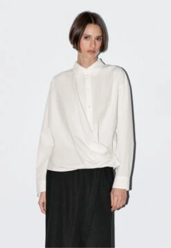 Massimo Dutti GARMENT WITH DRAPED ASYMMETRIC HEM - Blouse - White