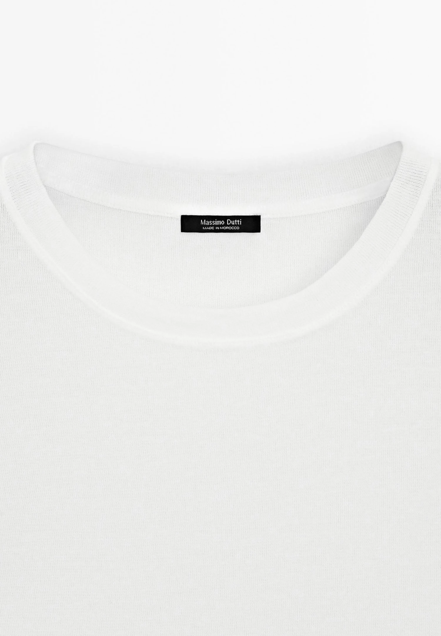 Massimo Dutti TEXTURED CREPE-EFFECT WITH CREW NECK - Basic T-shirt - White 10 Massimo Dutti TEXTURED CREPE-EFFECT WITH CREW NECK - Basic T-shirt - White - Image 8