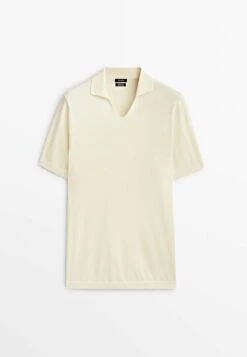 Massimo Dutti Milano Short Sleeve- Polo Shirt - Beige -Massimo Dutti Shop b65597cbd50a4216b46e3bf3fabac7ba
