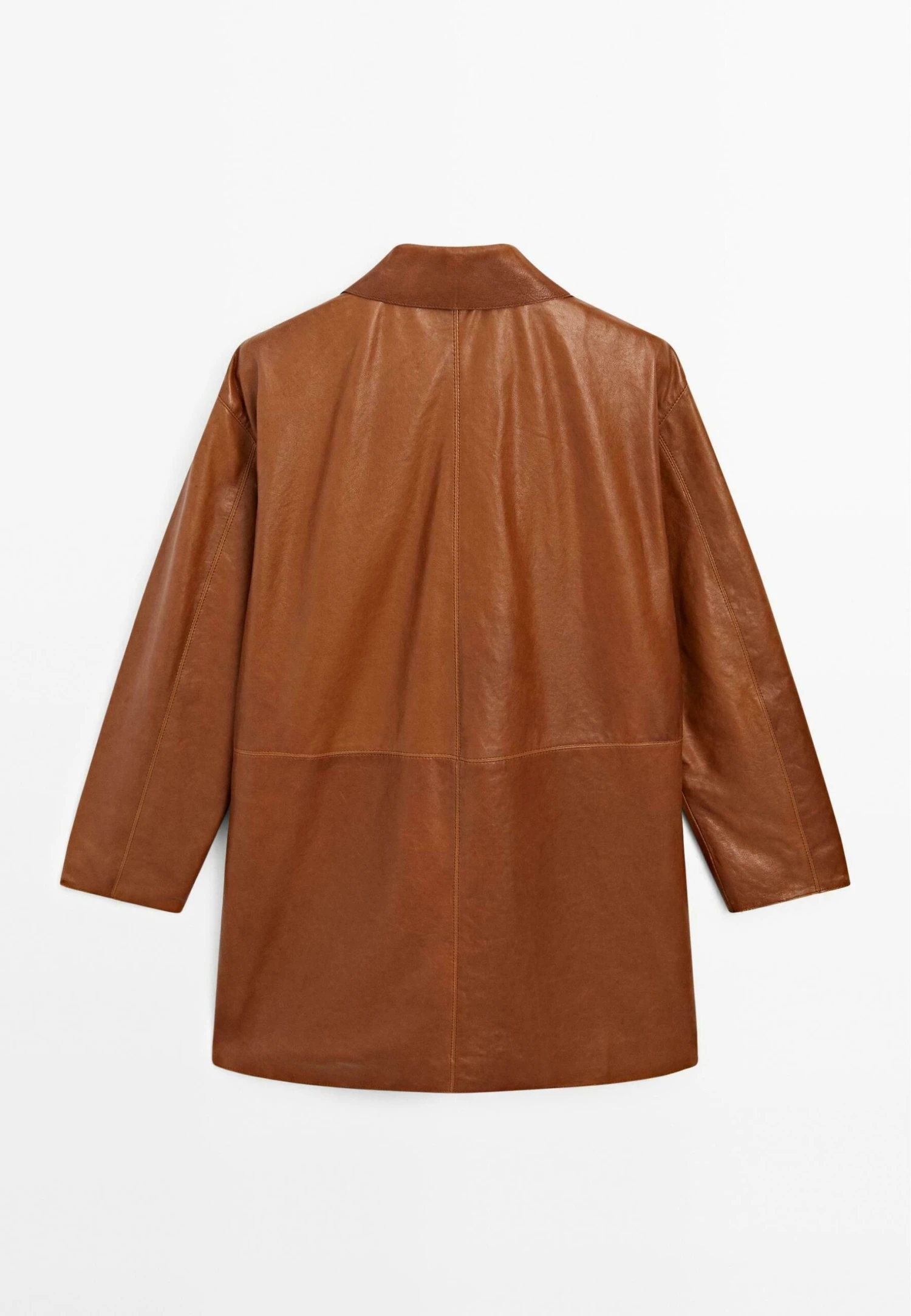 Massimo Dutti LONG - Leather Jacket - Brown 8 Massimo Dutti LONG - Leather Jacket - Brown - Image 6